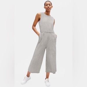 Eileen Fisher Grey Moon Jumpsuit Wide Leg Crop sz L